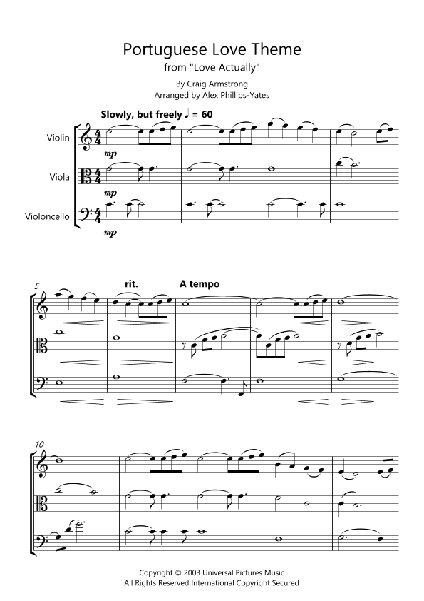 Portuguese Love Theme (arr. Alex Phillips-Yates)