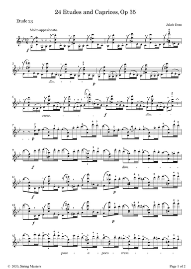 DONT 24 Etudes and Caprices Op35, for Violin No 23 (arr. String Masters)