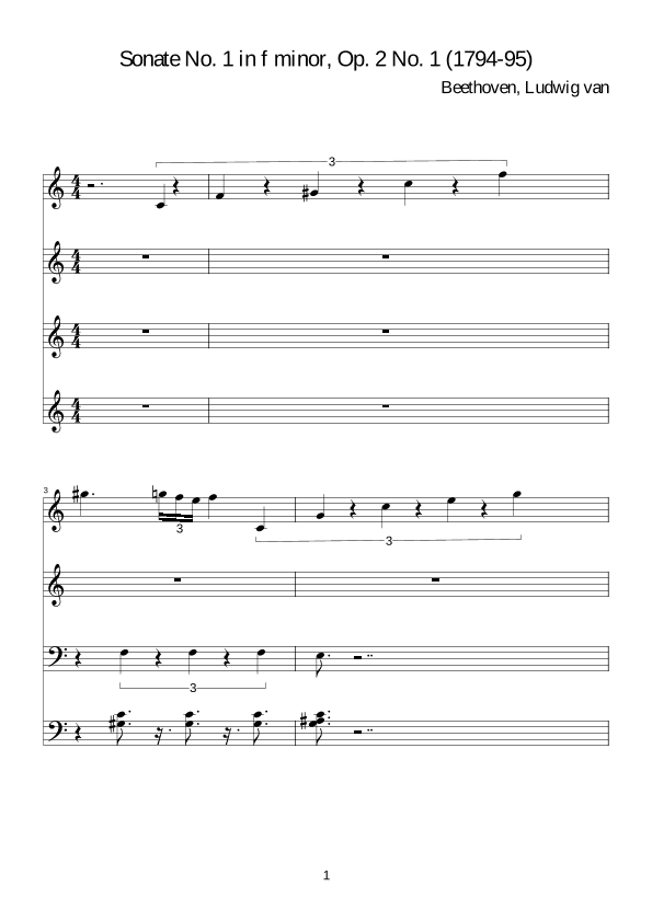 Beethoven:Sonate No.1 in f minor,Op.2 No.1 for piano solo (arr. WALID-B)