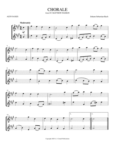 Chorale (from St. Matthew Passion) (arr. Mark PhillipsBach's "xxx" arranged for alto sax duet)