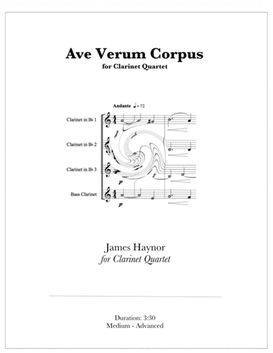 Ave Verum Corpus for Clarinet Quartet (arr. James Haynor)