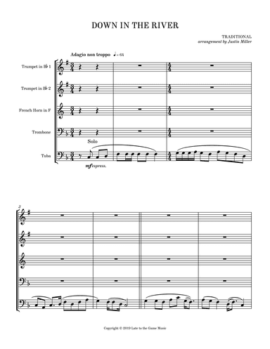 Down In The River (arr. Justin Miller)