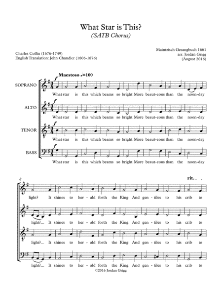 What Star is This (SATB Chorus) (arr. Jordan Grigg)