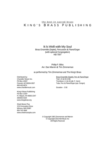 It Is Well with My Soul (arr. Arr. Dan Mavin & Tim Zimmerman)
