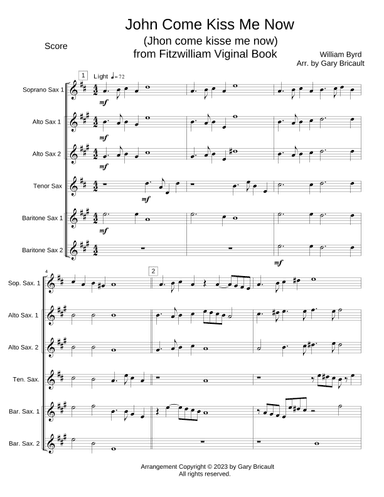 John Come Kiss Me Now (arr. Gary Bricault)