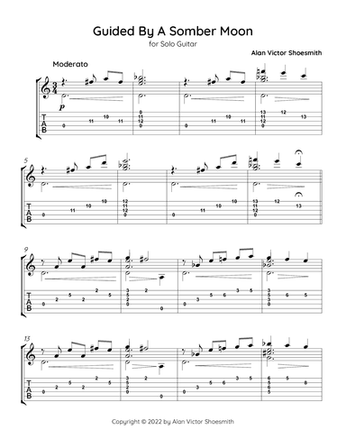 Guided By A Somber Moon - guitar solo (guitar with tab and standard notation only)