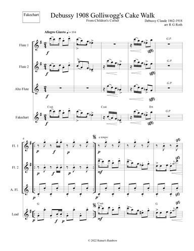 Debussy Golliwogs Cakewalk For Flute Trio (arr. R G Roth)