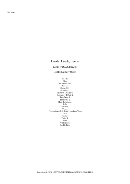 Leeds, Leeds, Leeds (marching On Together) (arr. Graham Hall (ghmusicprep.com))