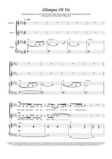 Glimpse Of Us (arr. Henrique F Mangoni)