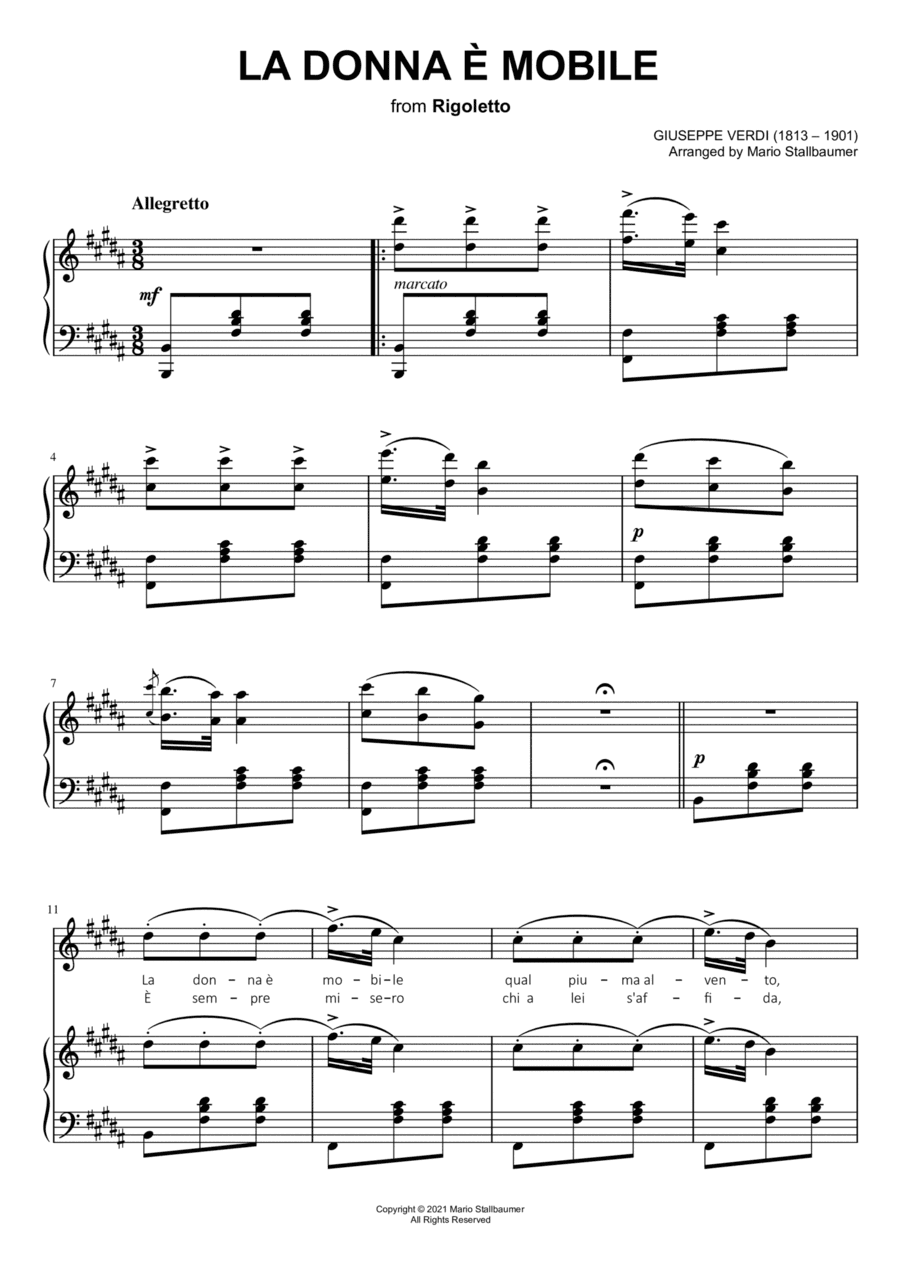 Giuseppe Verdi - La donna è mobile (from "Rigoletto") (arr. Mario Stallbaumer)