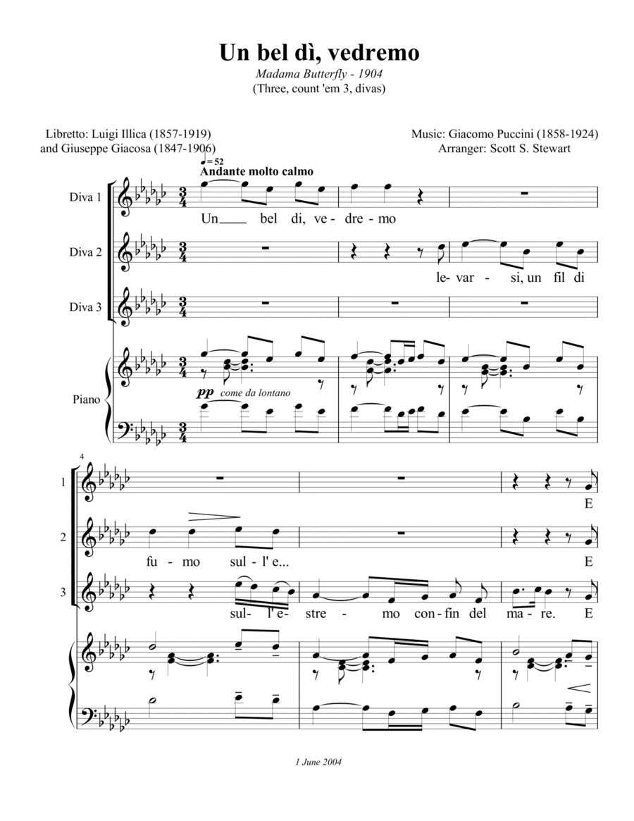 Un bel di, vedremo, from Madama Butterfly (Trio - SSM) (arr. Scott S. Stewart)