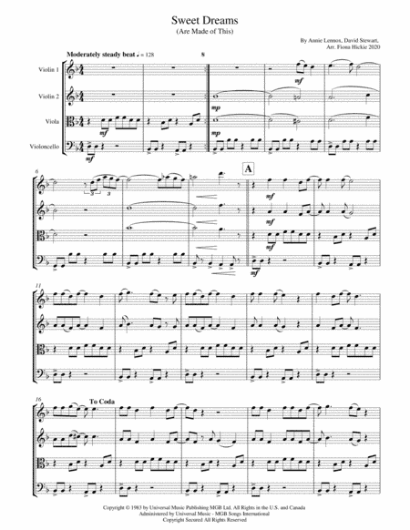 Sweet Dreams (are Made Of This) (arr. Fiona Hickie)