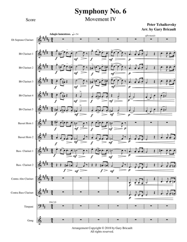 Adagio lamentaso  (Mvt IV) - Symphony No. 6 (arr. Gary Bricault)