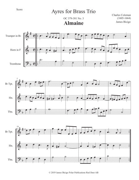 Ayres for Brass Trio (arr. James Bicigo)