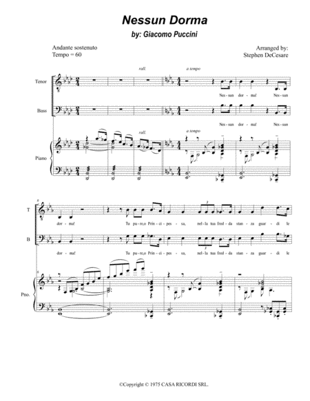 Nessun Dorma (arr. Stephen DeCesare)