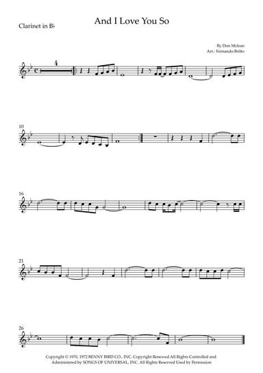 And I Love You So (arr. Fernando Britto)