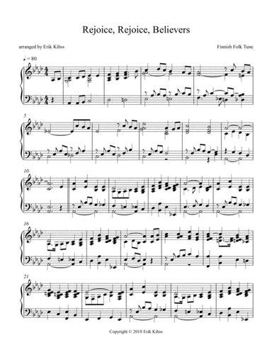 Rejoice, Rejoice, Believers - a piano setting by Erik Kihss (arr. Erik Kihss)