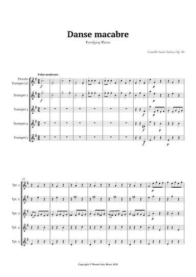 Danse Macabre by Camille Saint-Saens for Trumpet Quintet (arr. Ander)