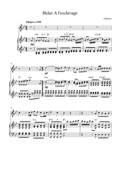 Helas! A l'esclavage (from Le roi malgré lui) (arr. Kaiserin Rebecca)