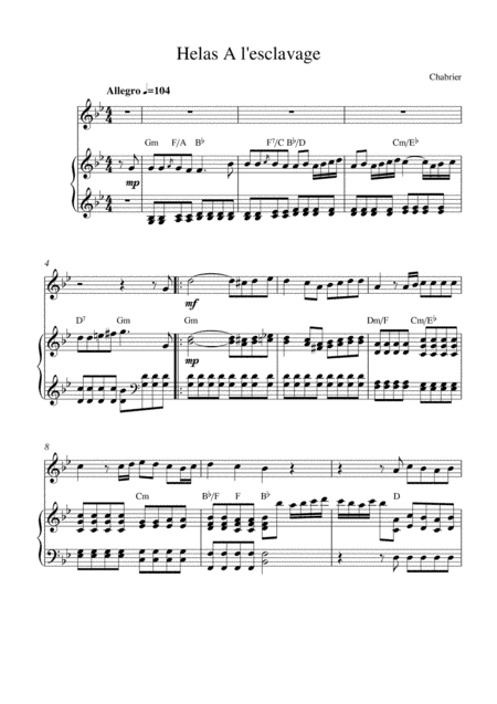Helas! A l'esclavage (from Le roi malgré lui) (arr. Kaiserin Rebecca)