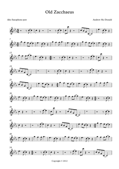 Old Zacchaeus Eb Alto Saxophone Score