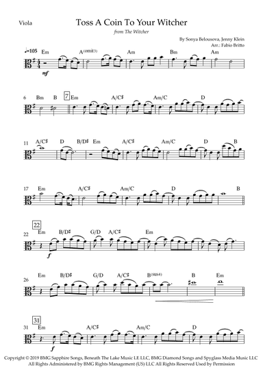 Toss A Coin To Your Witcher (arr. Fabio Britto)