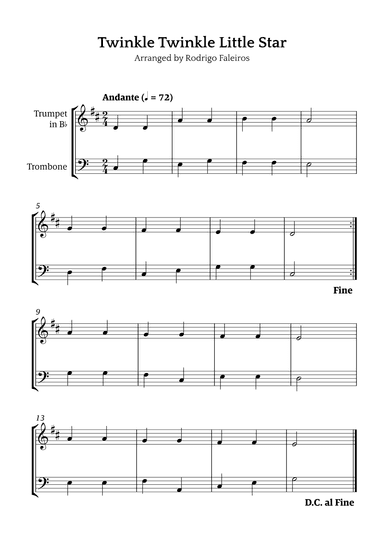 Twinkle Twinkle Little Star (for beginners) (arr. Rodrigo Faleiros)