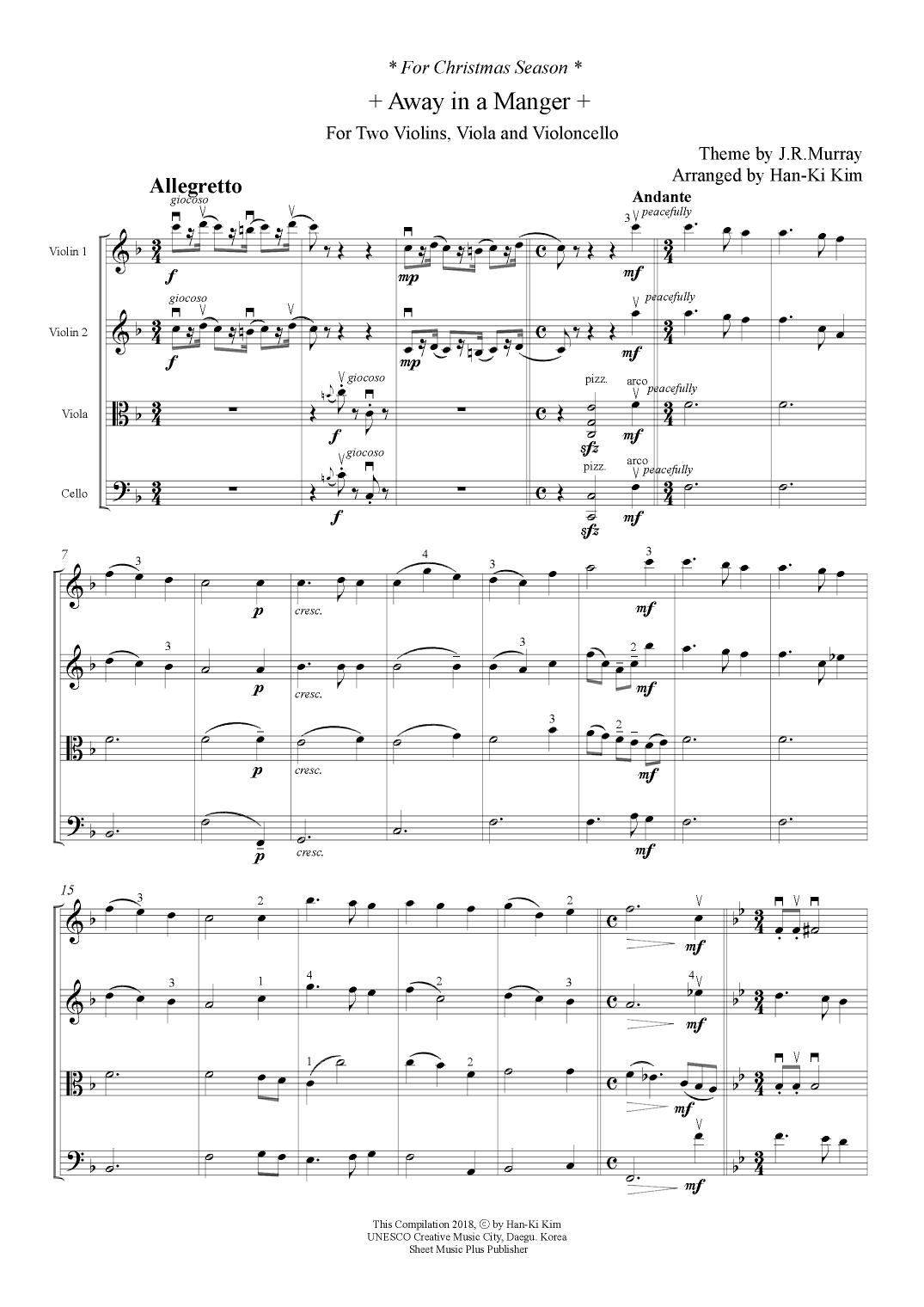 Away in a manger(S.Quartet) (arr. Han-Ki Kim)