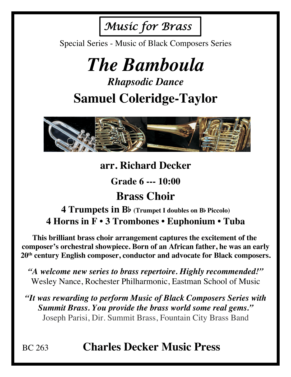 The Bamboula Rhapsodic Dance for Brass Choir (arr. Richard Decker)