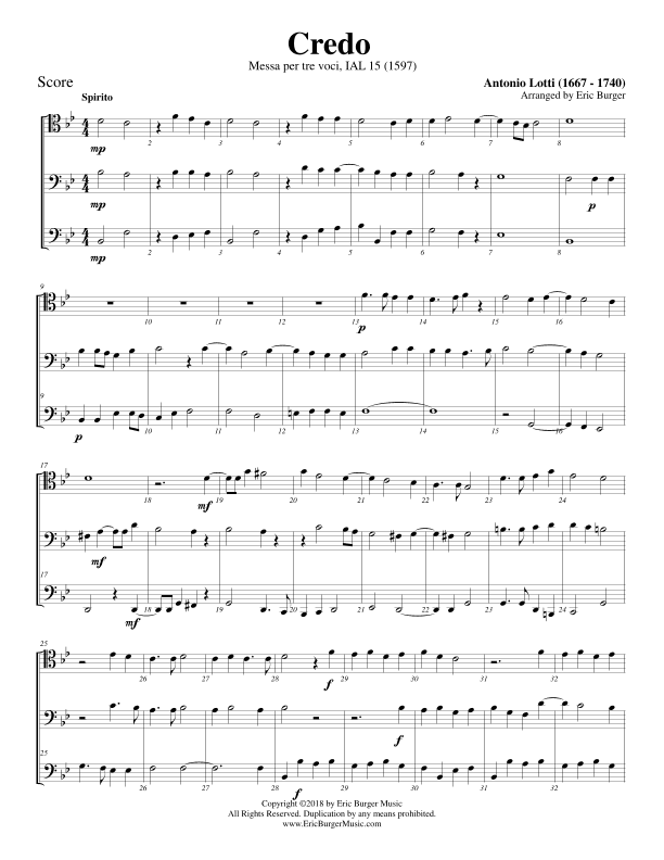 Credo for Trombone or Low Brass Trio (arr. Eric Burger Music)
