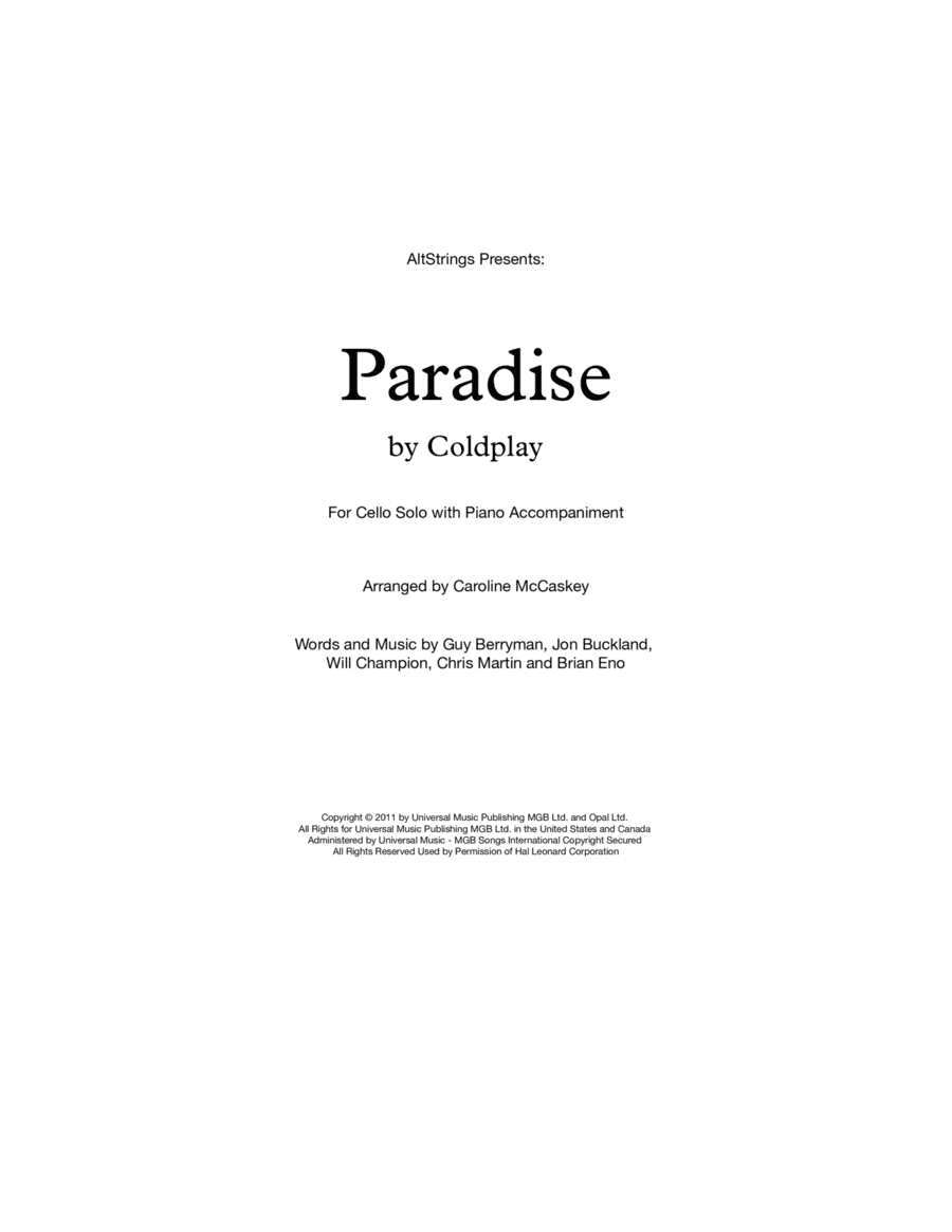 Paradise (arr. Caroline McCaskey)