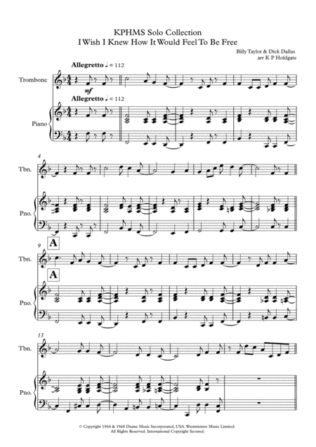 I Wish I Knew How It Would Feel To Be Free (arr. Kevin P Holdgate)