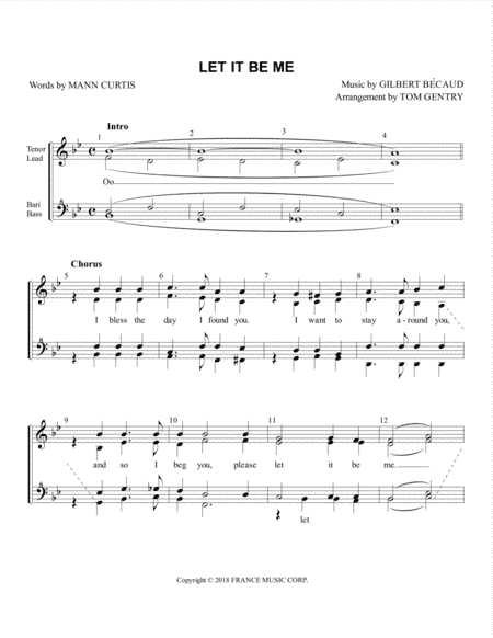 Let It Be Me (je T'appartiens) (arr. Tom Gentry)