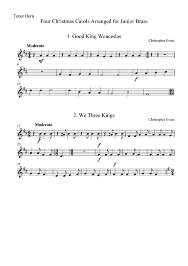 Four Christmas Carols for Junior Brass Ensemble - Tenor horn Part (Eb) (arr. Christopher Evans)