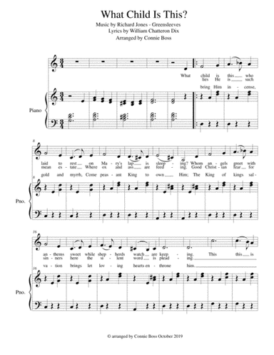What Child is This? Solo (alto range) and piano (arr. Connie Boss)