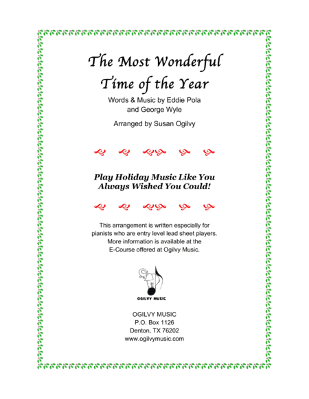 The Most Wonderful Time Of The Year (arr. Susan Ogilvy)