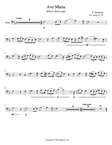 Ave Maria for tuba and piano (in F) (arr. Daniel C. M.)