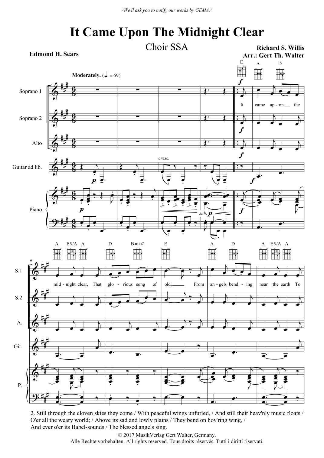 It Came Upon The Midnight Clear (arr. Gert Th. Walter)
