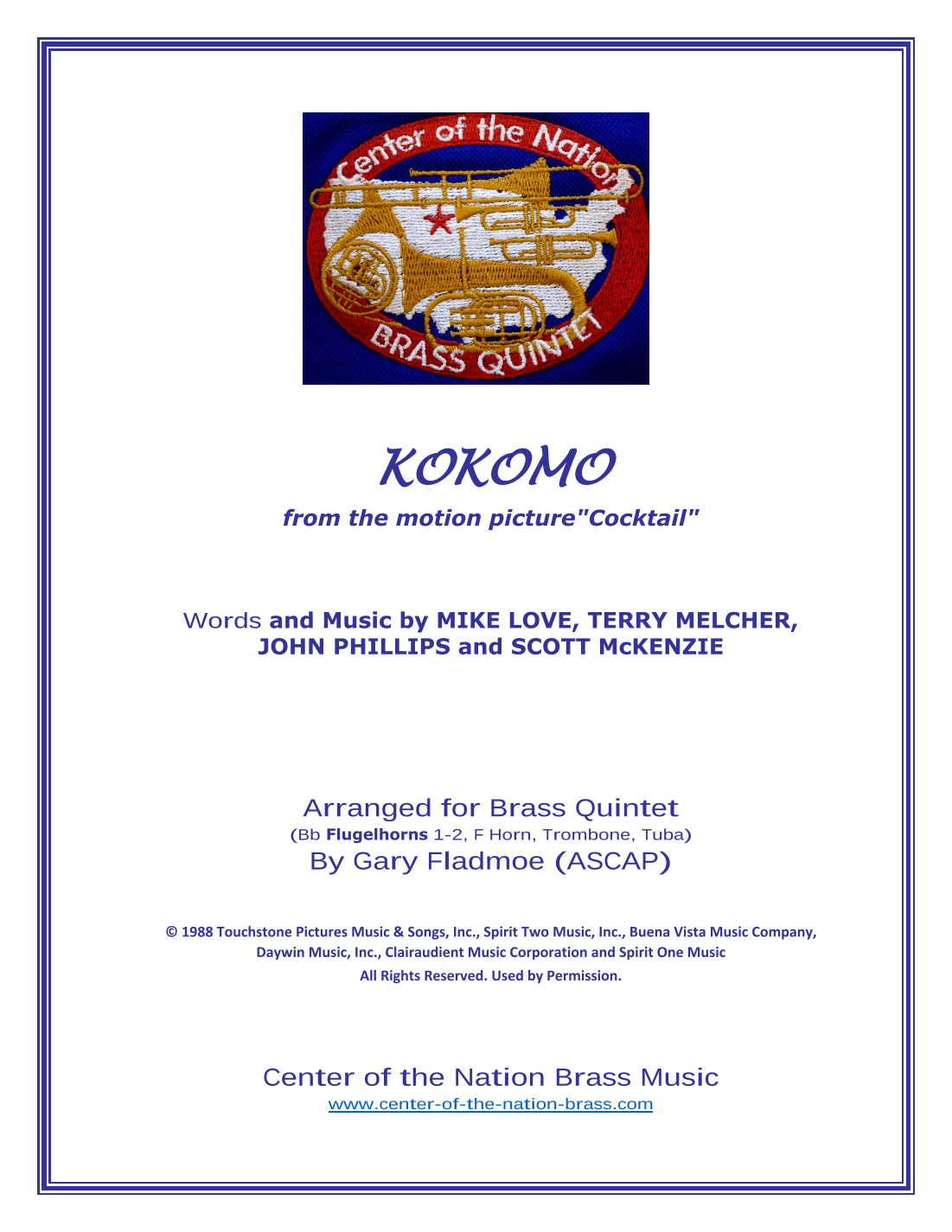 Kokomo (arr. Gary Fladmoe (ASCAP))