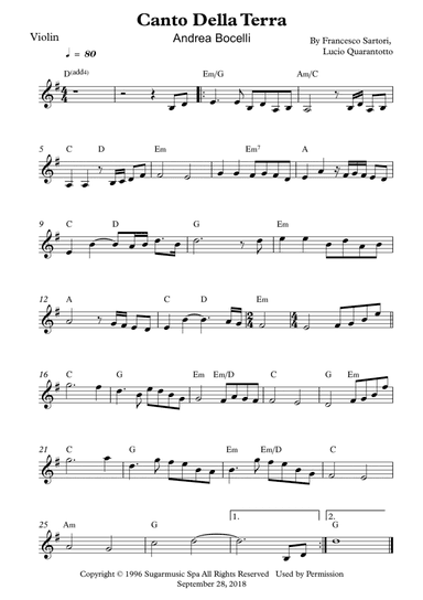 Canto Della Terra (arr. Wesley S. SIlva)