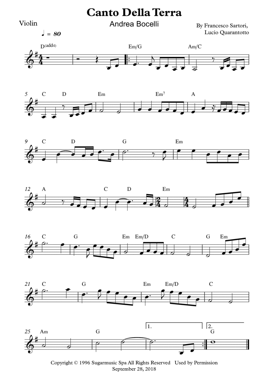 Canto Della Terra (arr. Wesley S. SIlva)