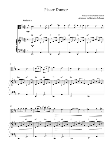 Piacer d'amor (Pleasure of love) (arr. Kaiserin Rebecca)