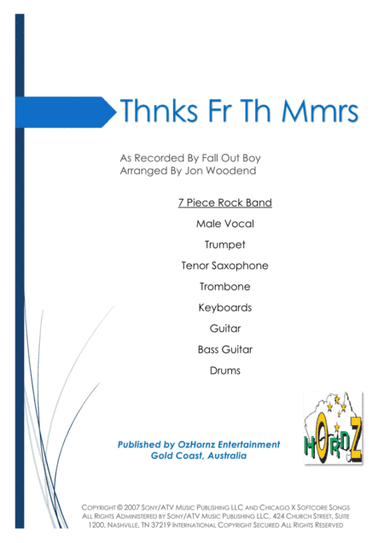 Thnks Fr Th Mmrs (arr. Jon Woodend)