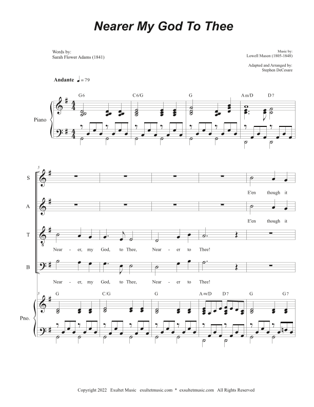 Nearer My God To Thee (Vocal Quartet - (SATB) (arr. Stephen DeCesare)