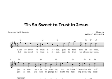 'Tis So Sweet to Trust in Jesus (Key of D Major) (arr. R. Salvario)
