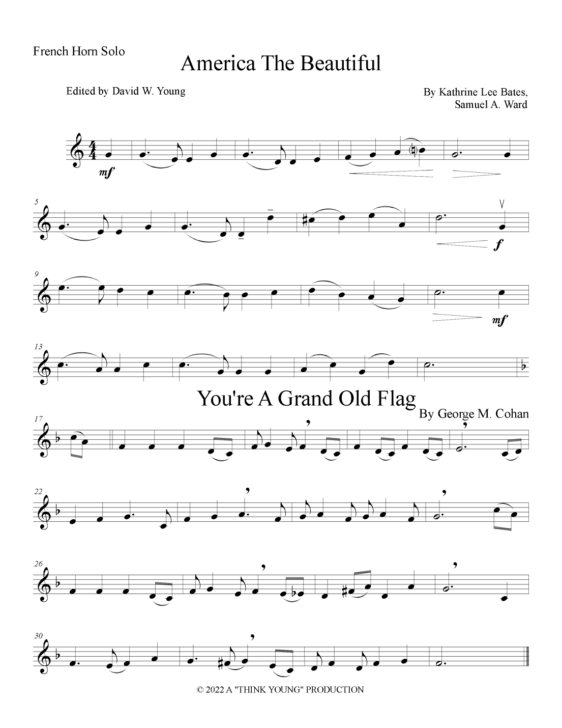 Six Solo Patriotic Selections For French Horn (arr. David W. Young)
