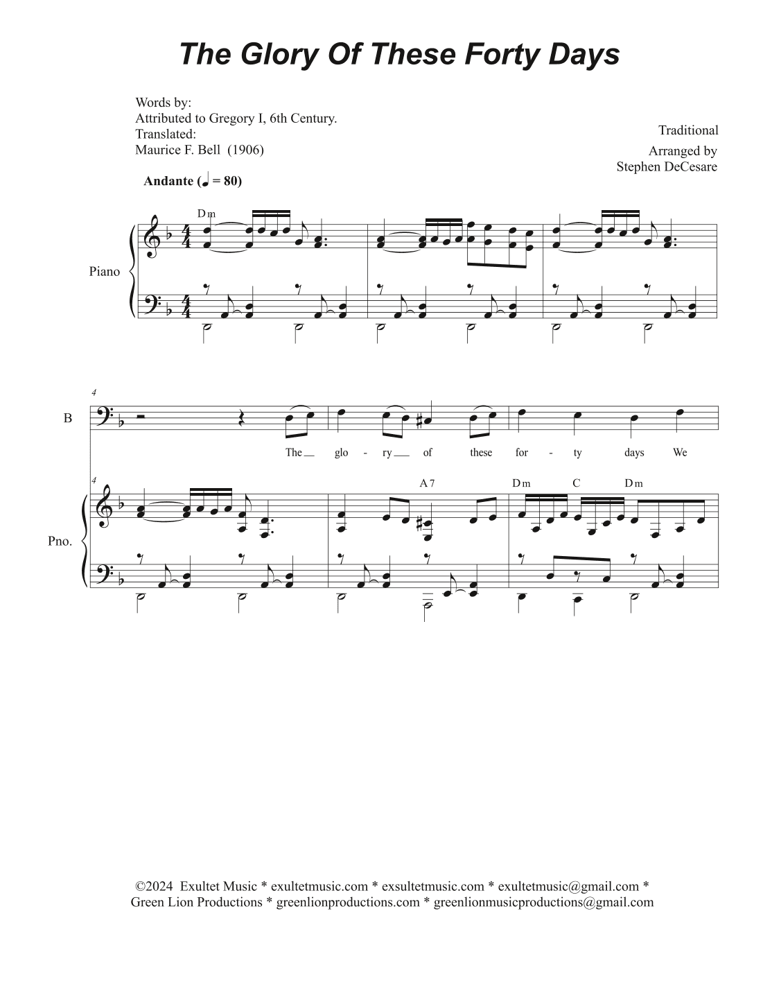 The Glory Of These Forty Days (Vocal Trio - (SAB) (arr. Stephen DeCesare)