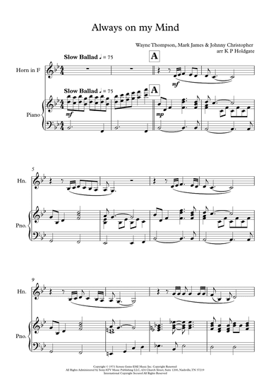 Always On My Mind (arr. Kevin P Holdgate)