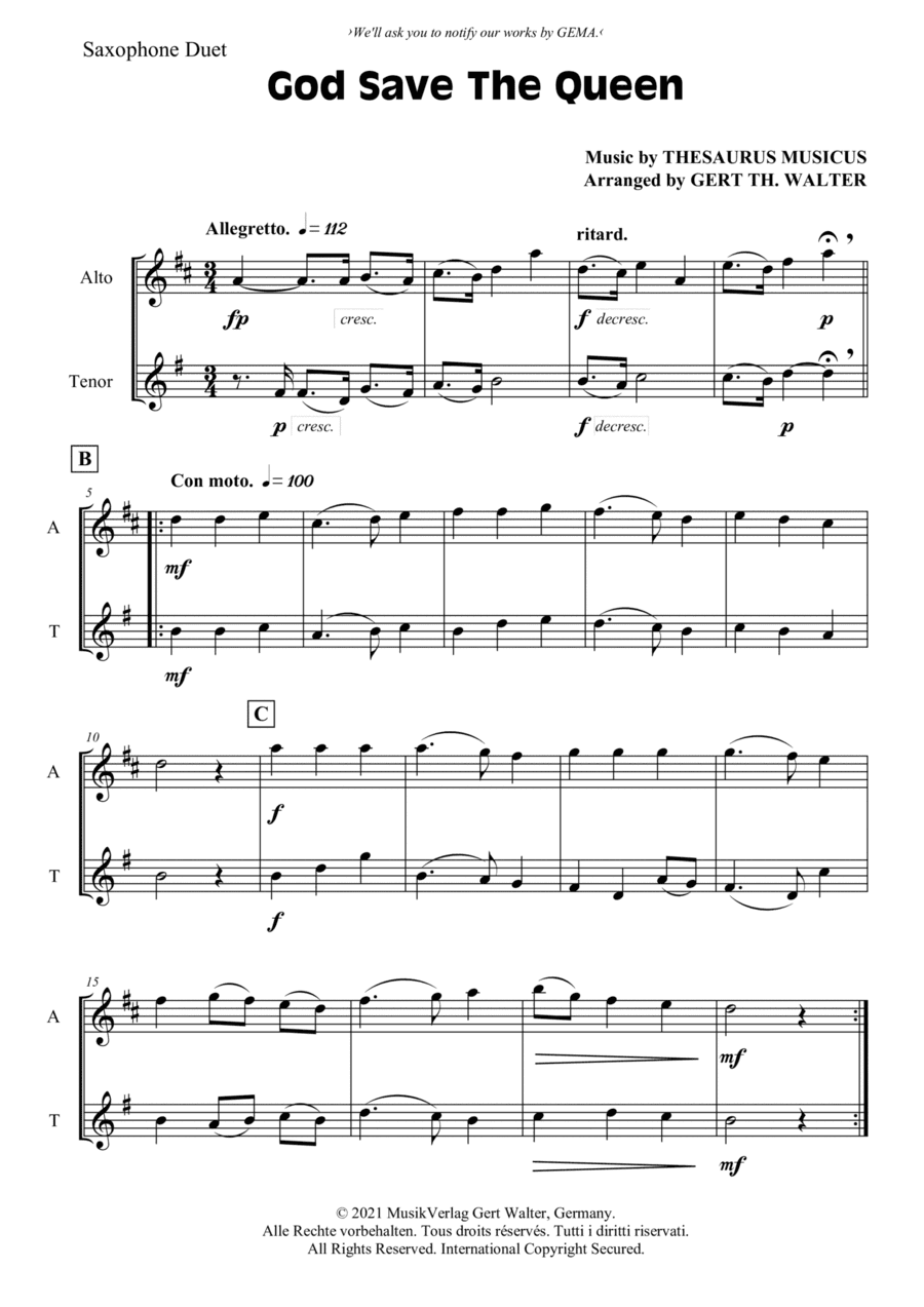 God Save The Queen (arr. Gert Th. Walter)