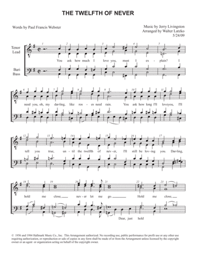 The Twelfth Of Never (arr. Walter Latzko)